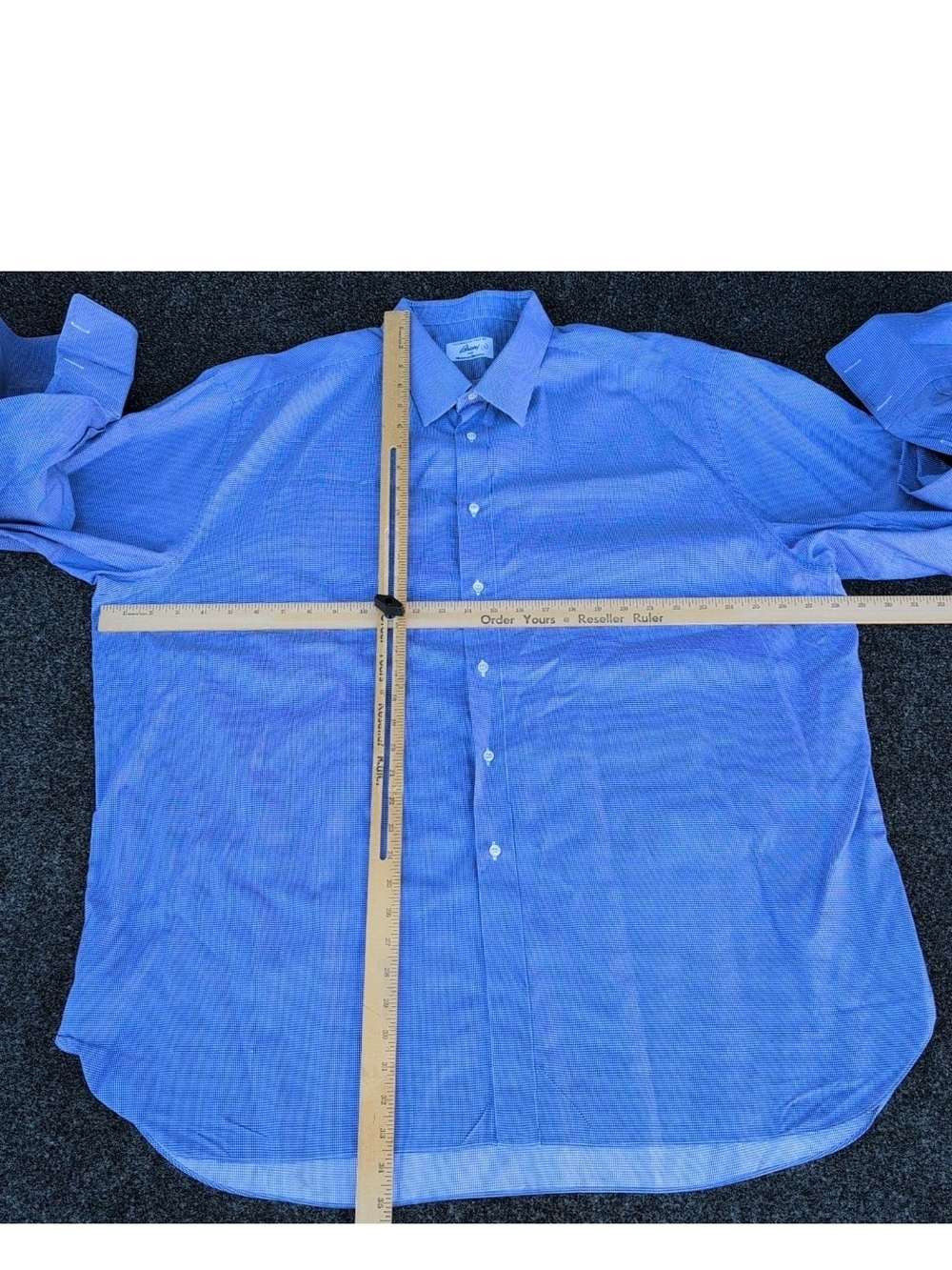 Brioni Dress Shirt Mens 49 19.5 Blue Houndstooth Long Sleeve French Cuffs Italy - Picture 8 of 12